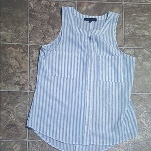 Sanctuary Blue and White Striped Sleeveless Button-Front Tank